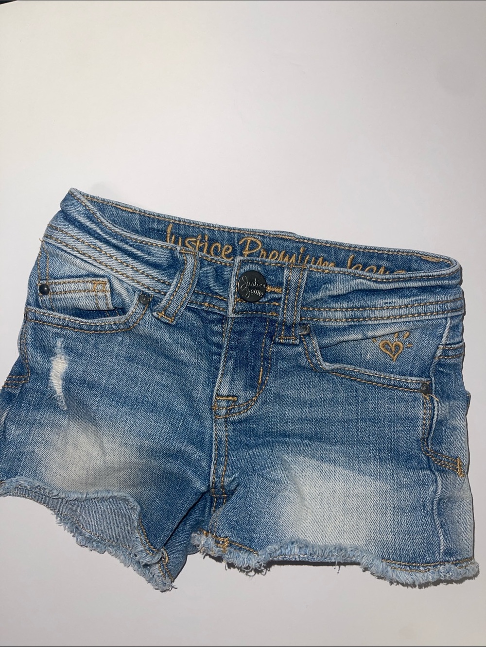 Justice Premium Girls Jeans Size 7S Slim - Light Wash Denim